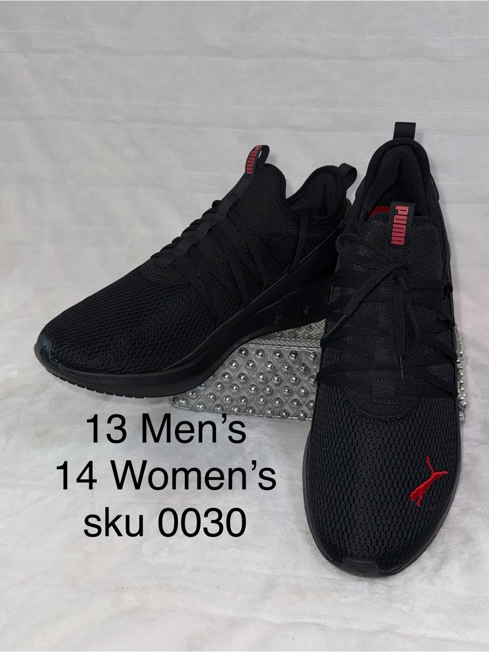 Puma Black Softride Carson Fresh 13 men’s Athletic Sneaker w/ Red Logo Accents